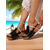 cheap Vacation Sandals-Women&#039;s Black and White Cork Wedge Sandals with Rhinestone Accents  Casual Summer Slip-On Shoes for Beach Trips and Vacation Outfits