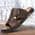 ieftine Sandale de vacanță-Sandale slip-on maro pentru bărbați, cu decupaje, din piele ecologică moale, de vară, pentru confort în interior, treburi de weekend și utilizare casual în aer liber