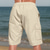 baratos Feriado-Homens Shorts de algodão e linho Bermuda Cargo Calção Shorts de verão Com Cordão Cintura elástica Bolso multi Tecido Conforto Vestível Comprimento do joelho Ao ar livre Esporte Diário Moda Casual