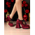 cheap Shoes For Women-Women&#039;s 19th Century Victorian Gothic Velvet Platform Heels  -  Burgundy Mary Jane Chunky Pumps with Lace Trim and Ribbon for Halloween,Cosplay,and Lolita Fashion