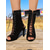 cheap Vacation Sandals-Women&#039;s Black Lace-up Peep Toe Ankle Boots – High Heel Suede Booties with Open Toe, Perfect for Music Festivals, Casual Outings, and Nightlife