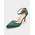 cheap 1950s-Women&#039;s Green Satin Pointed Toe High Heels with Ankle Strap - 1950s Elegant Classic Style Stiletto Shoes for Weddings,Formal Events, and Evening Parties
