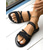 cheap Vacation Sandals-Women&#039;s Casual Brown Flat Sandals – Crisscross Strappy Slip-On Shoes with Ankle Chain for Summer, Beach, and Outdoor Activities