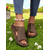 cheap Comfort Sandals-Women’s Rustic Peep-Toe Slide Sandals with Rivet Trim, Vintage Comfort Slippers for Garden Walks, Casual Homewear and Relaxed Outings