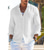 economico Vacanza-Per uomo Camicia Camicia di lino Camicia Estiva Abbigliamento da spiaggia Camicia con Bottoni Semplice Vacanza Crociera Nero Bianco Rosa Blu Manica Lunga Colletto Primavera &amp; Estate Abbigliamento