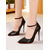 voordelige Klassieke Pumps-Zwarte leren stilettohakken voor dames met enkelbandje - sexy puntige hakken voor het nachtleven, feesten en clubwear