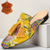 cheap Premium Leather Loafers-Men's Yellow Premium Cowhide Mules with Vibrant Floral Embroidery and Tassel Detail – Chic Footwear for Summer Gatherings and Casual Festivities