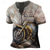 voordelige Vintage en retro-Voor heren Grafisch Motor Henley-shirt Korte mouw 3D-afdrukken Modieus Ontwerper Comfortabel Buiten Dagelijks Lente zomer Blauw Groen Leger Groen Koffie Henley Henley-T-shirt