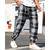 baratos calça casual-Homens Calças Calça casual Com Cordão Cintura elástica Xadrez Vestível Ao ar livre Diário Moda Clássico Preto