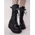 baratos Botas da moda-Botas de combate femininas plataforma brancas, botas de cano alto com cadarço e painel de malha com tiras de fivela, estilo streetwear ousado para looks de vida noturna e festas