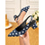 billige 1950-talls retro-damesko med polkaprikker og slingback og blokkhæl – vintage pensko i 1950-tallsstil for fester, kontor og retro-arrangementer