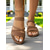 cheap Vacation Sandals-Women&#039;s Casual Brown Flat Sandals – Crisscross Strappy Slip-On Shoes with Ankle Chain for Summer, Beach, and Outdoor Activities