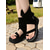 cheap Vacation Sandals-Women&#039;s Beige Ankle Wrap Gladiator Sandals with Buckle Strap and Black Platform Sole – Casual Travel Shoes for Summer, Camping, and Outdoor Adventures
