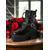 baratos Botas com salto-Botas de combate femininas estilo gótico plataforma Y2K - Botas pretas de cano curto com cadarço inspiradas nos anos 80, com tiras cravejadas e saltos grossos para cosplay, Halloween e streetwear punk