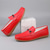 abordables Mocassins décontractés-Mocassins en similicuir rouge pour hommes, design élégant à enfiler avec semelle intérieure confortable et coussinée, idéal pour les week-ends décontractés et les voyages