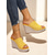 cheap Wedge Sandals-Women's Yellow Crochet Wedge Slide Sandals – Summer Open-Toe Espadrille Platform Shoes for Beach Vacations, Casual Outings, and Resort Wear