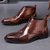 abordables Bottes habillées-Bottines richelieu à bout golf en similicuir bordeaux brillant pour homme – Chaussures habillées à lacets pour mariages et affaires