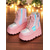 voordelige Mode laarzen-Roze platform combat boots voor dames, holografische veterschoenen met dikke hak en rits aan de zijkant, gedurfde streetstyle voor uitgaansgelegenheden en feestoutfits