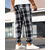 baratos calça casual-Homens Calças Calça casual Com Cordão Cintura elástica Xadrez Vestível Ao ar livre Diário Moda Clássico Preto