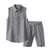 cheap Men&#039;s Tee Sets-Men&#039;s T-shirt Suits 2 Pieces Outfits Tee &amp; Shorts Sleeveless Lapel Summer Plain Fashion Casual 2 Piece Vacation Daily Wear Going out Black White Yellow Top Tee for Men