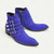 preiswerte Hochwertige Lederstiefel-Herren-Bikerstiefel aus echtem Rindsleder in Blau mit Schnallenriemen – stylische Retro-Boots für Freizeit, Streetstyle und Nachtleben