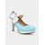 cheap 1950s-Women’s 1950s Vintage  Blue Patent Leather Heels with White Bow and Pearl Detail – Retro Platform Pumps for Parties, Weddings, and Daily Elegance
