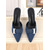 cheap Stiletto Heels-Women&#039;s Pointed Toe Denim Mules with Buckle and Eyelet Detail - Casual Chic Slip-On Heels for Everyday Outfits and Romantic Dates
