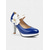 cheap 1950s-Women’s 1950s Vintage  Blue Patent Leather Heels with White Bow and Pearl Detail – Retro Platform Pumps for Parties, Weddings, and Daily Elegance