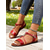 cheap Casual Sandals-Women&#039;s Red Flat Sandals – Comfortable Summer Shoes with Metal Accents for Beach, Park and Garden Parties