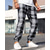 baratos calça casual-Homens Calças Calça casual Com Cordão Cintura elástica Xadrez Vestível Ao ar livre Diário Moda Clássico Preto