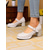 cheap 1950s-Women&#039;s 1950s Mod Mary Jane Heels - Retro Blue and White Round Toe Chunky Heel Shoes with Strap for Vintage Outfits, Tea Parties or Daily Wear