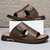 ieftine Sandale de vacanță-Sandale slip-on maro pentru bărbați, cu decupaje, din piele ecologică moale, de vară, pentru confort în interior, treburi de weekend și utilizare casual în aer liber