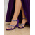 abordables Sandales à talons-Sandales à talons compensés en satin bleu pour femmes - Chaussures de soirée ornées de strass avec bride à la cheville pour banquets formels et cocktails