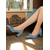 cheap 1950s-Women&#039;s Light Blue Bow Block Heel Pumps – 1950s Vintage Pointed Toe Denim Fabric Heels for Office, Weddings, and Daily Wear