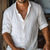 cheap Vacation-Men&#039;s Shirt Linen Shirt Casual Shirt Button Up Shirt Cotton Shirt Plain Vacation Hawaiian White Long Sleeve Band Collar Spring Fall Clothing Apparel Button-Down