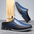 cheap Men's Clogs &amp; Mules-Men's Blue and Black Casual Slip-On Shoes – Crocodile Pattern Upper with Contrast Sole, Modern Lightweight Shoes for Travel, Business Casual and Daily Wear