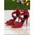 cheap Nightlife Party-Women&#039;s Red Strappy Stiletto Heels with Peep Toe and Double Buckle - Bold Suede Party Sandals for Nightlife, Clubbing and Evening Events