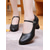 cheap Latin Shoes-Women&#039;s Black Low Heel Character Dance Shoes with Ankle Strap - Professional Stage Performance Footwear for Latin, Jazz and Ballroom Practice