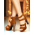 cheap Platform Sandals-Women's Brown Suede Platform High Heel Sandals with Glitter Block Heels and Strappy Buckle Design for Nightlife and Club Parties