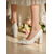 preiswerte Brautjungfer-Elfenbeinfarbene Satin-Hochzeitspumps mit Blockabsatz für Damen, spitze, mit Perlen verzierte formelle Brautschuhe für elegante Zeremonien