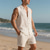 cheap Men&#039;s Tee Sets-Men&#039;s T-shirt Suits 2 Pieces Outfits Tee &amp; Shorts Sleeveless Lapel Summer Plain Fashion Casual 2 Piece Vacation Daily Wear Going out Black White Yellow Top Tee for Men