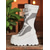 baratos Botas da moda-Botas de combate femininas plataforma brancas, botas de cano alto com cadarço e painel de malha com tiras de fivela, estilo streetwear ousado para looks de vida noturna e festas