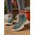cheap Combat Boots-Women’s Tie-Dye Denim Combat Boots – Chunky Lace-Up Streetwear Ankle Boots for Fall Hiking, Farm Days &amp; Urban Outfits