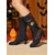 ieftine Pentru femei-Cizme gotice cu șireturi brodate pentru femei, de Halloween - costum de vrăjitoare neagră, în stil vintage din anii 1900, cu tocuri până la jumătatea gambei, pentru cosplay, petreceri și evenimente