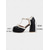 cheap 1950s-Women&#039;s Blue and White T-Strap High Heels with Bow Detail -1960s Vintage Style,Comfortable Platform Pumps for Casual, Daytime Wear and Retro Outfits.