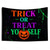 cheap Halloween Wall Tapestries-Halloween Blacklight Tapestry witch UV Reactive Glow in the Dark Forest Trippy Mountain Misty Graveyard Ghost Hanging Tapestry Wall Art Mural for Living Room Bedroom
