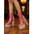 cheap 1980s-Women&#039;s Gold Brocade Lace-Up Platform Boots with Rhinestone Embellishments - 1970s Glam Rock Revival Chunky High Heels for Ladies, Ideal for Cosplay, Stage Performance, and Gothic Party Outfits