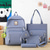 cheap Kids &amp; Teen Backpacks-Girls 5-in-1 Solid Color Backpack Set – Stylish Blue School Bag with Tote, Crossbody, Pencil Case and Clutch for Teen Students and Campus Use