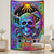 preiswerte Halloween-Wandteppiche-Schwarzlicht Wandteppich Skelett Tarotkarte Leuchtend im Dunkeln Glow Party UV reaktiv Trippy Nebelig hängender Wandteppich Wandkunst Wandmalerei für Wohnzimmer Schlafzimmer