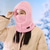 cheap Hats-1pc Women&#039;s Winter Plush Mask Hat - Elastic Face Cover with Drawstring Closure, Lightweight Warm Face Protection for Cycling Skiing Outdoor Sports, Soft Polyester Solid Color Hand Wash Only